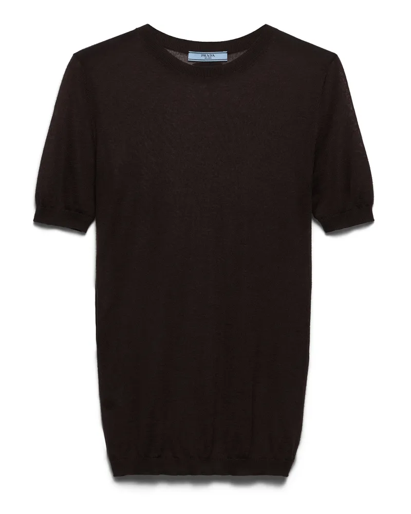 Prada Rundhalspullover Aus Kaschmir Und Seide, Damen, Dunkelbraun, Größe Dunkelbraun