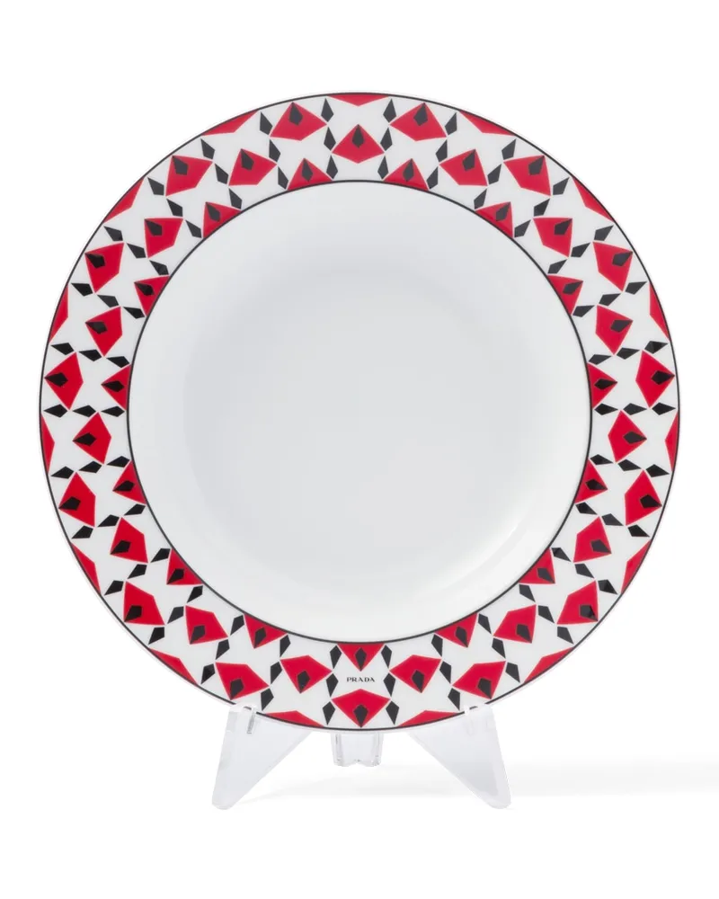 Prada Set Mit Zwei Suppentellern Aus Porzellan – Vienna Red, , Schwarz/rot Schwarz