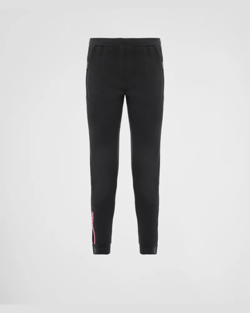 Prada Hose aus Techno-Piqué Schwarz