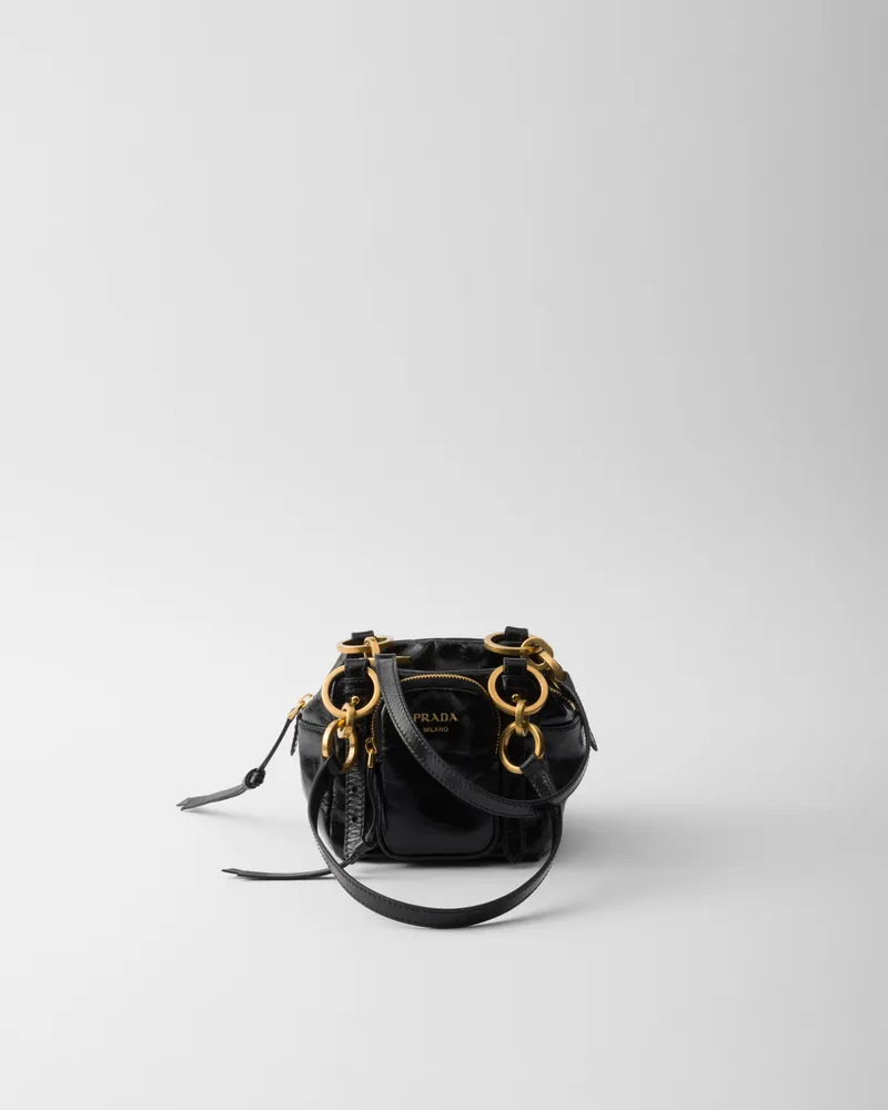 Prada Dangle Mini-Henkeltasche aus Leder Schwarz