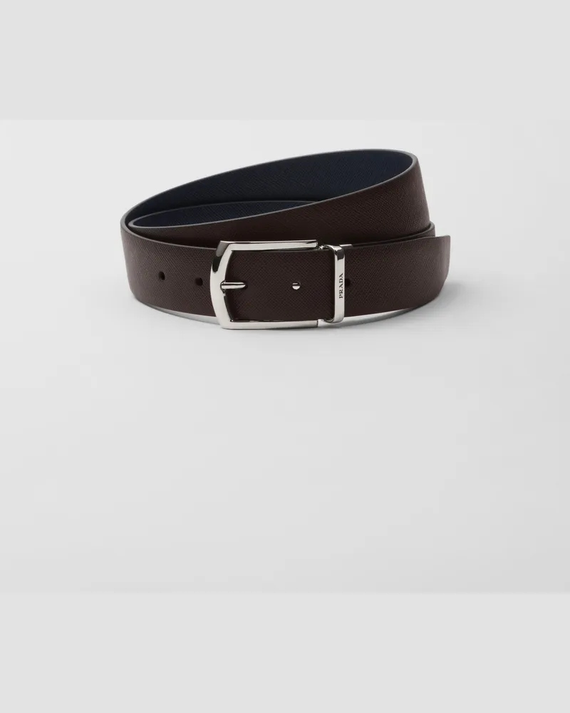 Prada Wendegürtel aus Saffiano-Leder Kaffeebraun