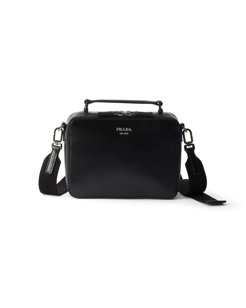 Prada Brique Tasche Aus Leder, Herren, Schwarz Schwarz
