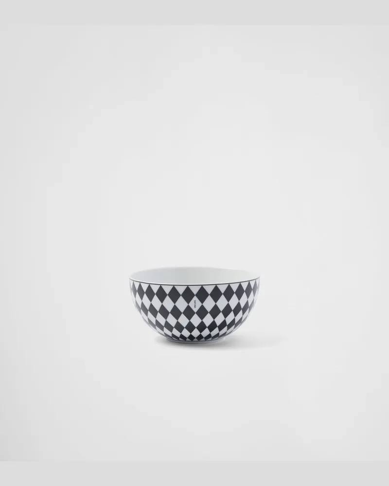 Prada Set mit zwei Suppenschalen aus Porzellan – Checkerboard Weiss