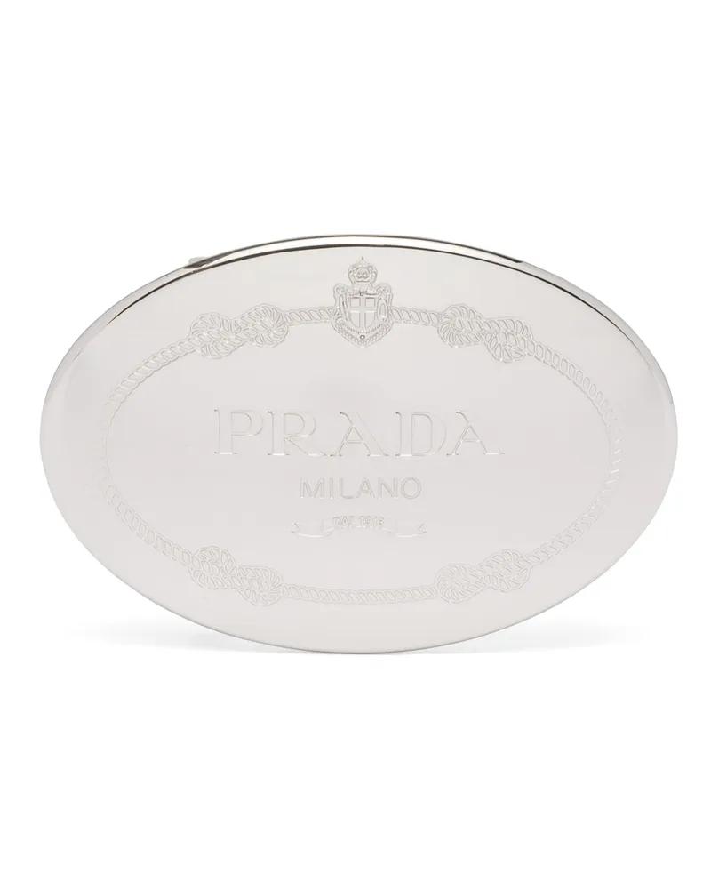 Prada Gürtelschließe Aus Metall, Herren, Glänzender Stahl Glänzender
