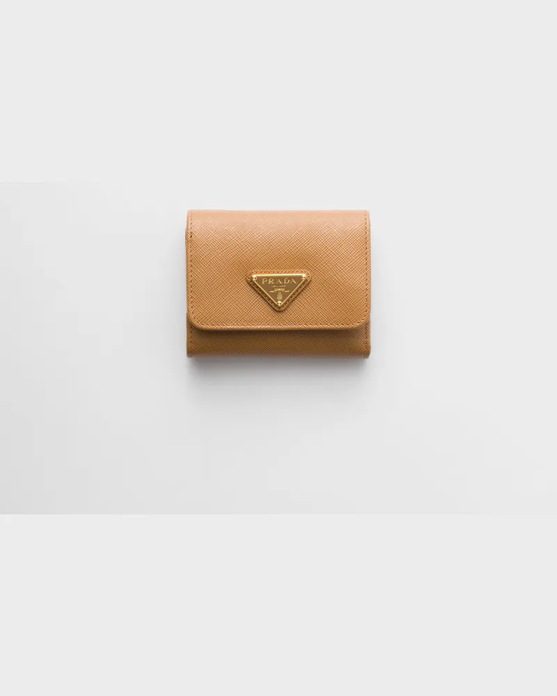 Prada Kleine Geldbörse aus Saffiano-Leder Karamell