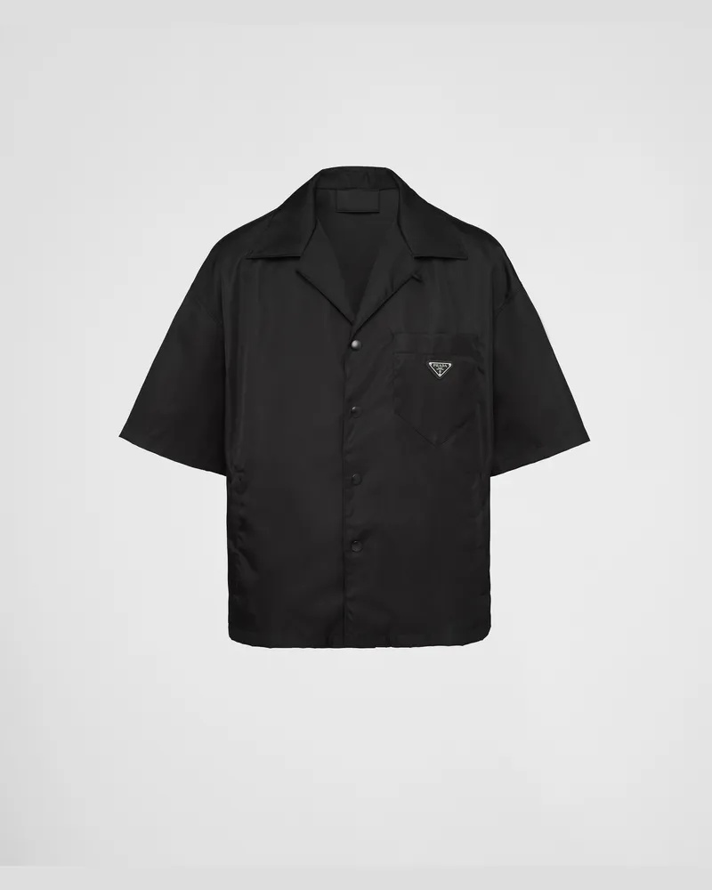 Prada Kurzärmliges Hemd aus Re-Nylon Schwarz