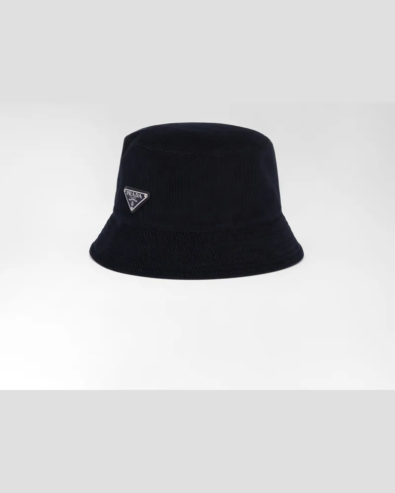 Prada Fischerhut aus Cord Blau