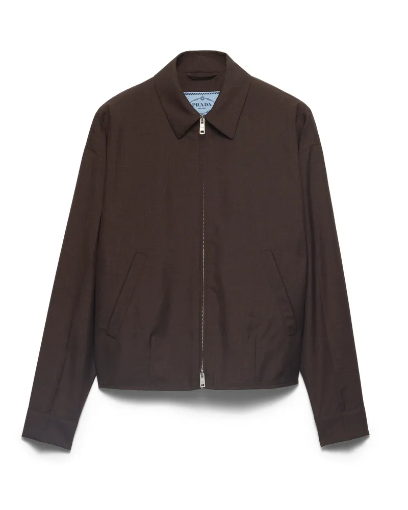 Prada Blousonjacke Aus Kid Mohair, Damen, Kakaobraun, Größe Kakaobraun