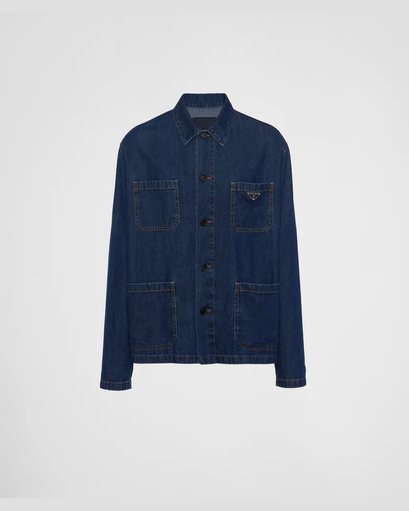 Prada Leichte Blousonjacke aus Denim Blau