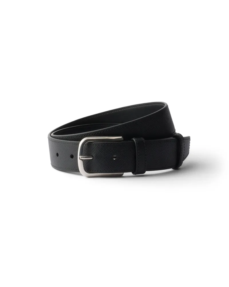 Prada Gürtel Aus Saffiano-leder, Herren, Schwarz, Größe Schwarz
