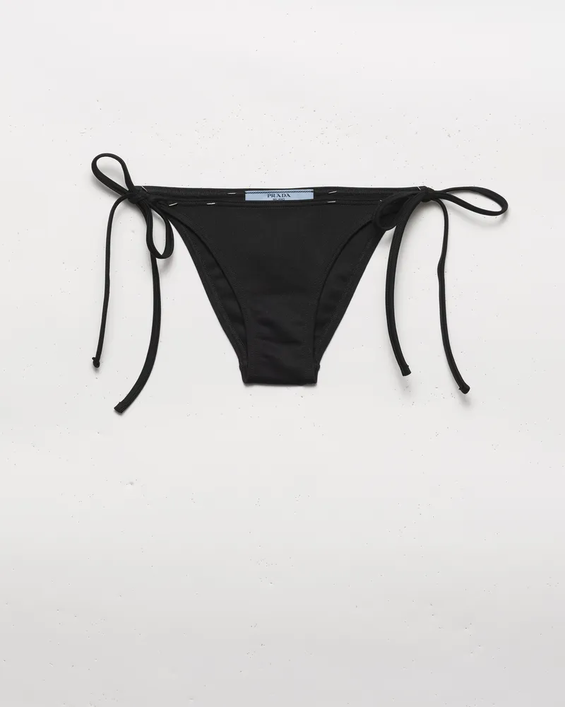 Prada Bikini-unterteil Aus Interlock-strick, Damen, Schwarz, Größe Schwarz