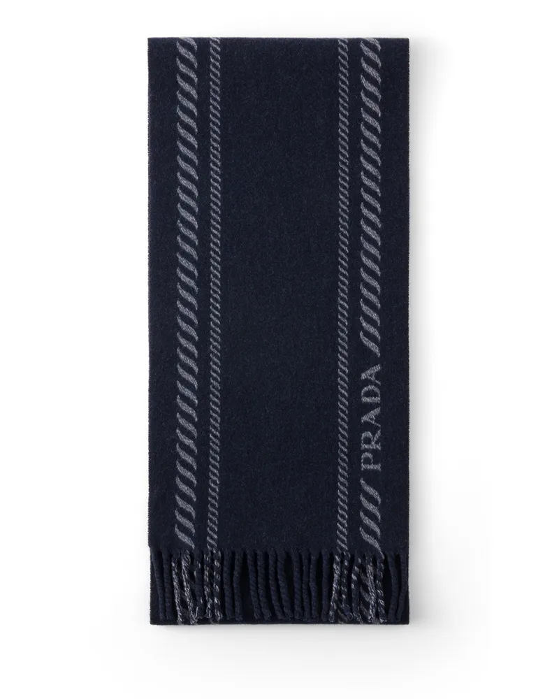 Prada Schal Aus Wolle Und Kaschmir, Herren, Blau Blau