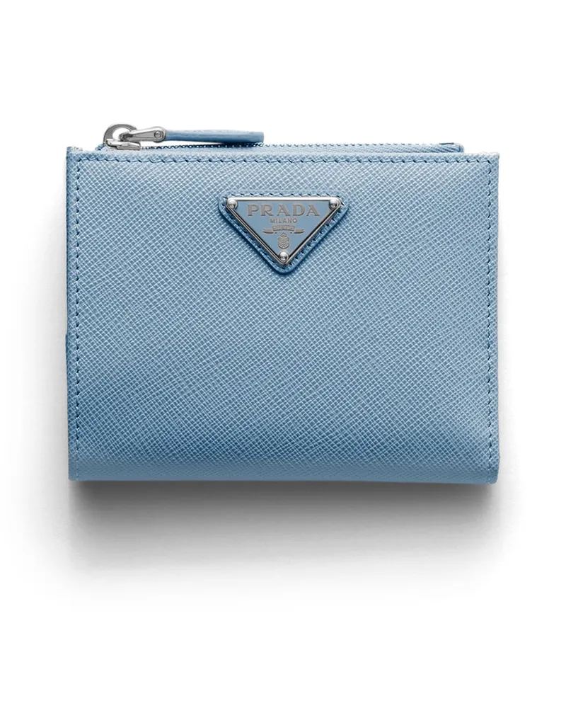 Prada Kleine Geldbörse Aus Saffiano-leder, Damen, Astralblau Astralblau