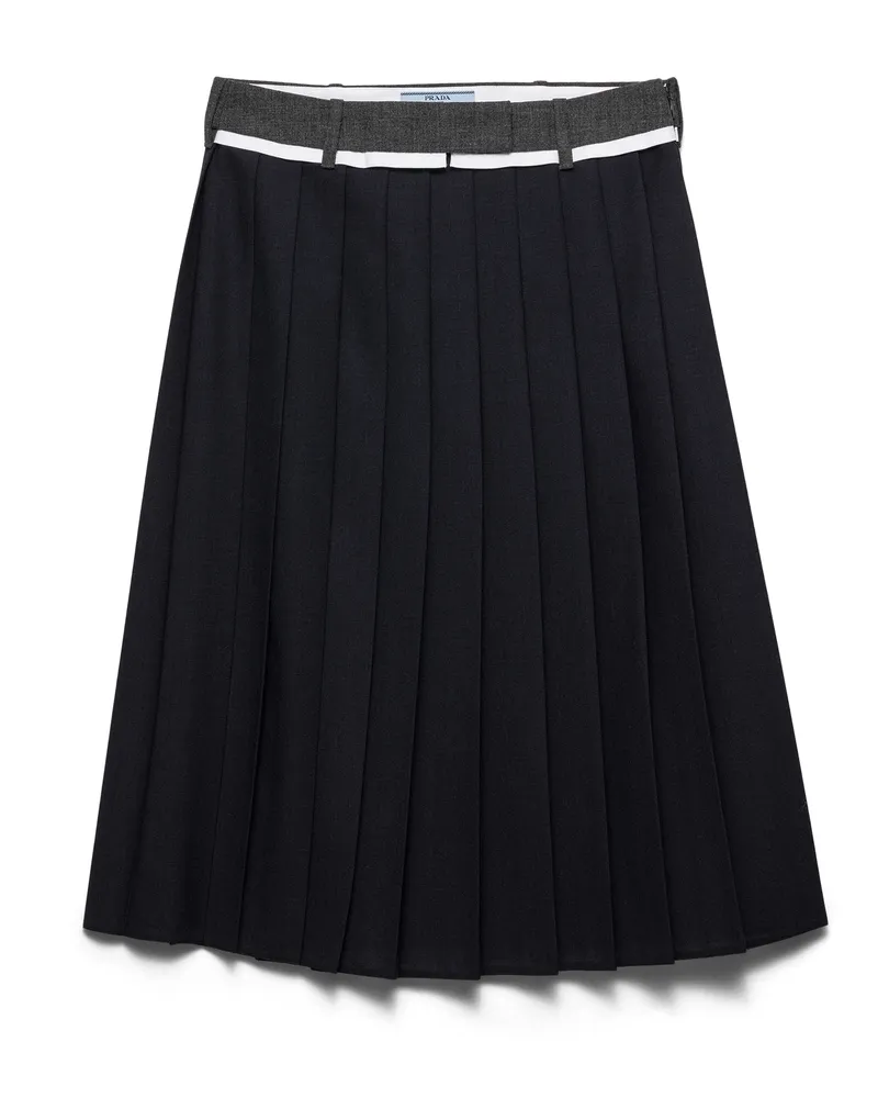 Prada Faltenrock Mit Rush-stich In Midilänge, Damen, Blau, Größe Blau