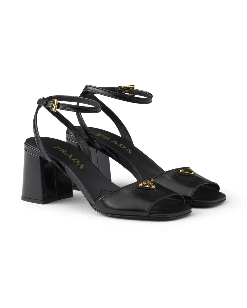 Prada Sandalen Aus Leder, Damen, Schwarz, Größe Schwarz