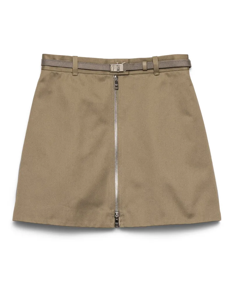 Prada Chino Miniskirt With Zipper, Damen, Lehmgrau, Größe Lehmgrau