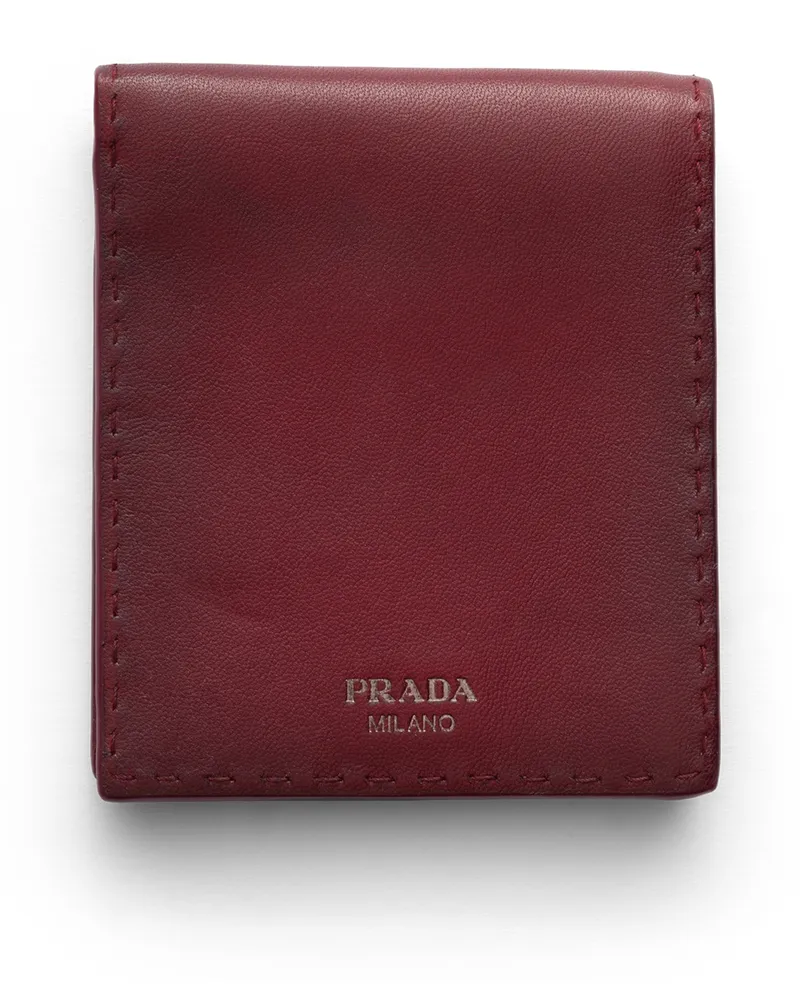 Prada Geldbörse Aus Antikisiertem Leder, Herren, Rubinrot Rubinrot