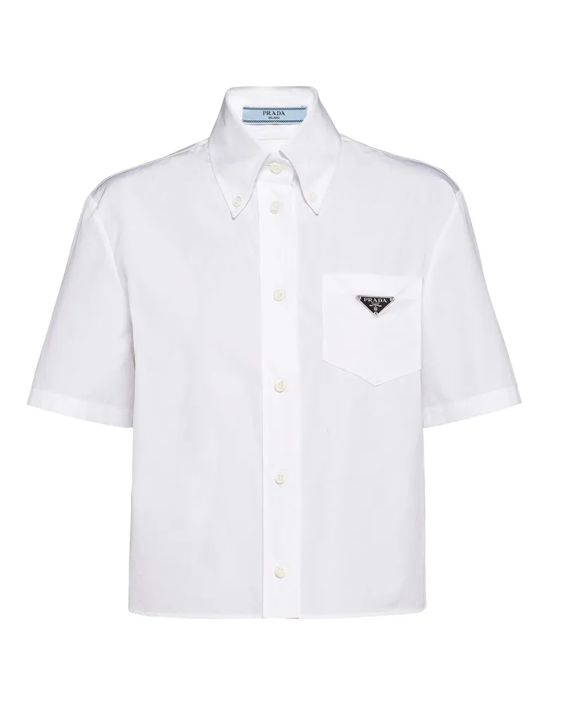 Prada Hemd Aus Popeline, Damen, Weiss, Größe Weiss