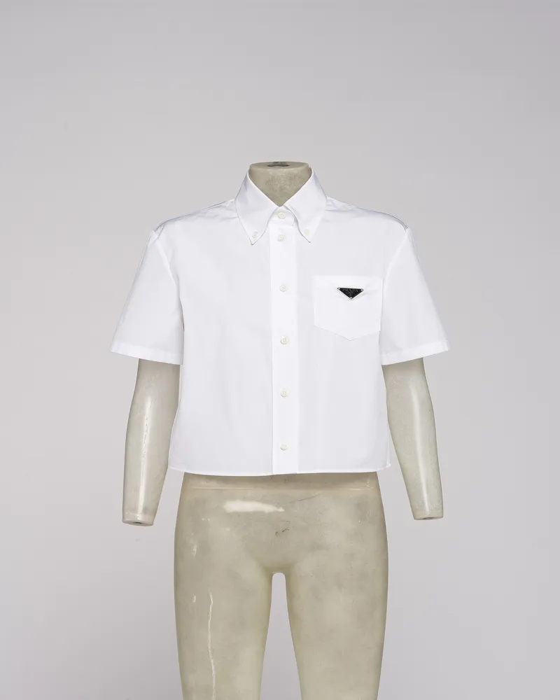 Prada Hemd Aus Popeline, Damen, Weiss, Größe Weiss