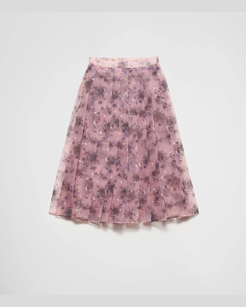 Prada Rock aus bedrucktem Nylonette Rosa
