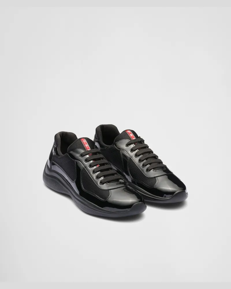 Prada America’s Cup Sneaker aus Lackleder und Funktionsgewebe Schwarz