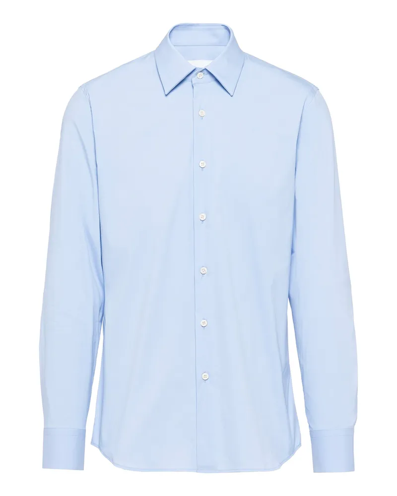 Prada Hemd Aus Stretch-baumwolle, Herren, Himmelblau, Größe Himmelblau