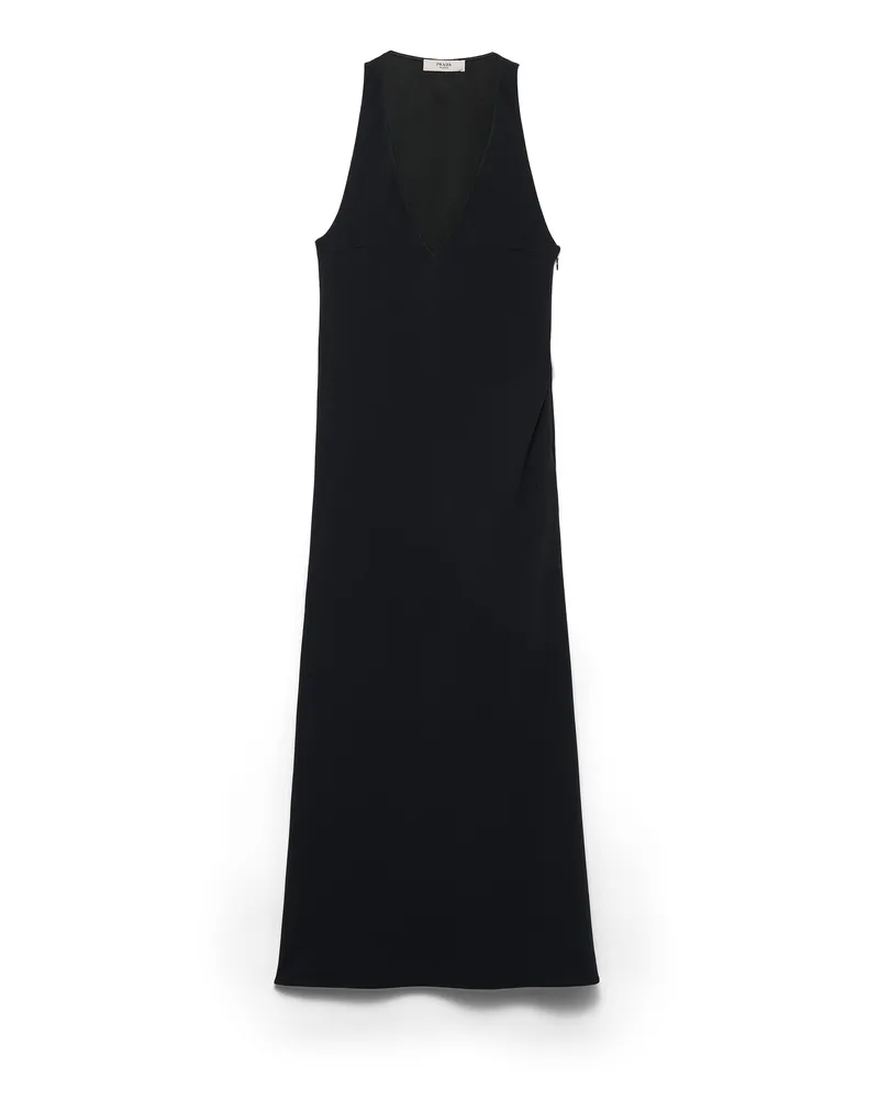 Prada Kleid Aus Sablé, Damen, Schwarz, Größe Schwarz