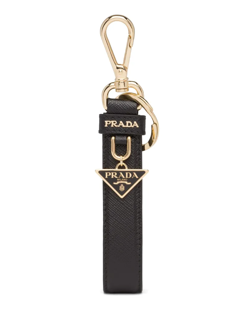 Prada Schlüsselanhänger Aus Saffiano Leder, Damen, Schwarz Schwarz