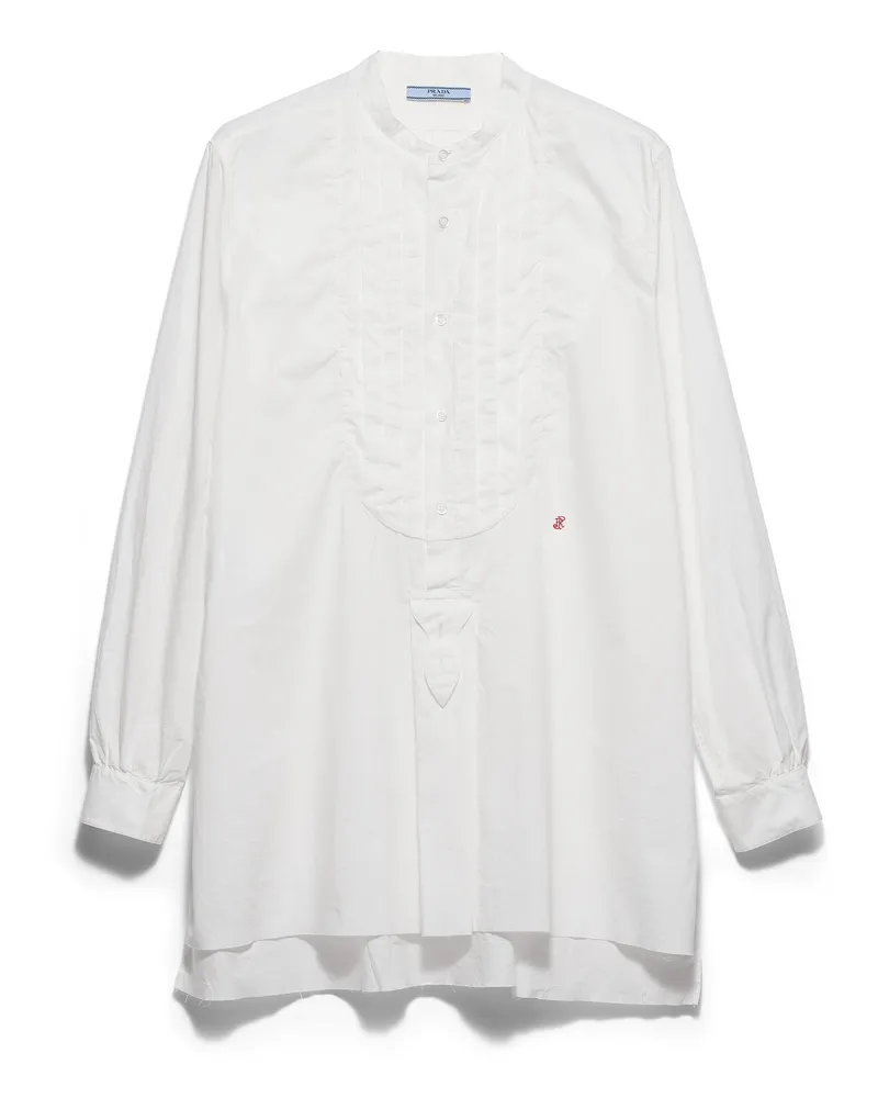 Prada Besticktes Hemd Aus Baumwolle, Damen, Weiss, Größe Weiss