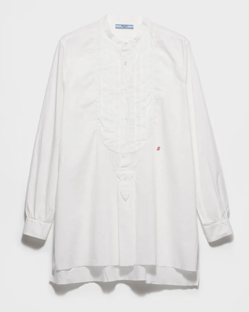 Prada Besticktes Hemd aus Baumwolle Weiss