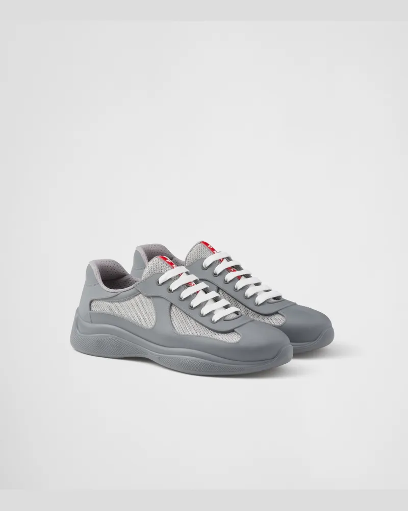Prada America’s Cup Sneaker aus weichem Gummi und Bike-Gewebe Stahlgrau