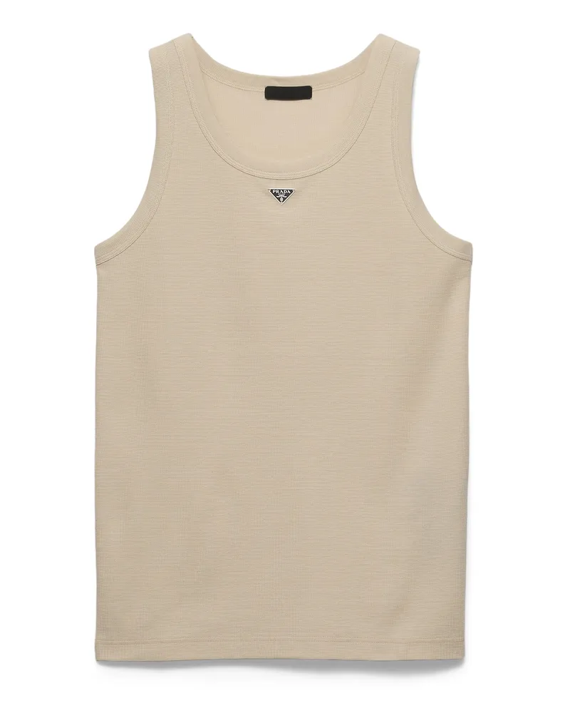 Prada Tanktop Aus Baumwolle, Herren, Kalkstein, Größe Kalkstein