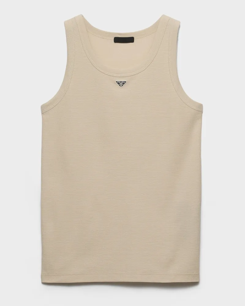 Prada Tanktop Aus Baumwolle, Herren, Kalkstein, Größe Kalkstein