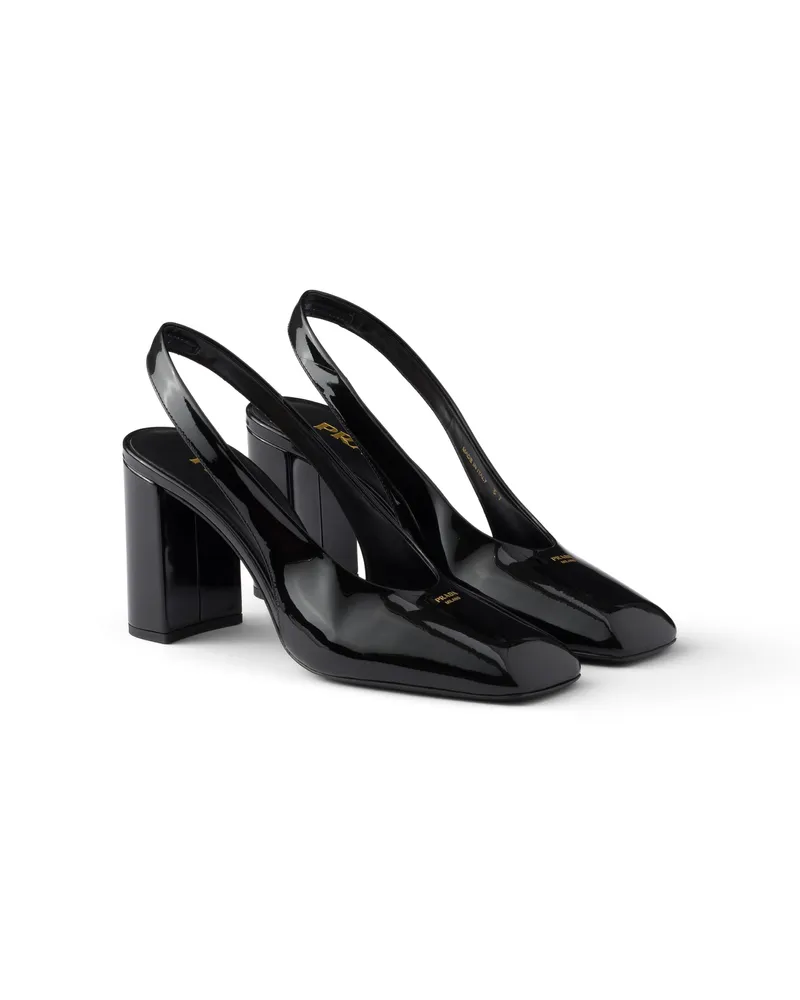 Prada Patent Leather Slingback Pumps, Damen, Schwarz, Größe Schwarz