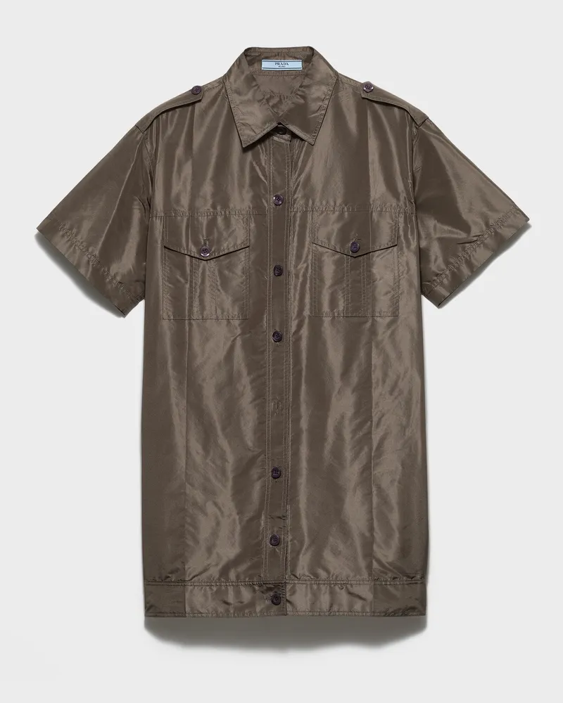 Prada Kurzärmliges Hemd aus Taft Camouflage