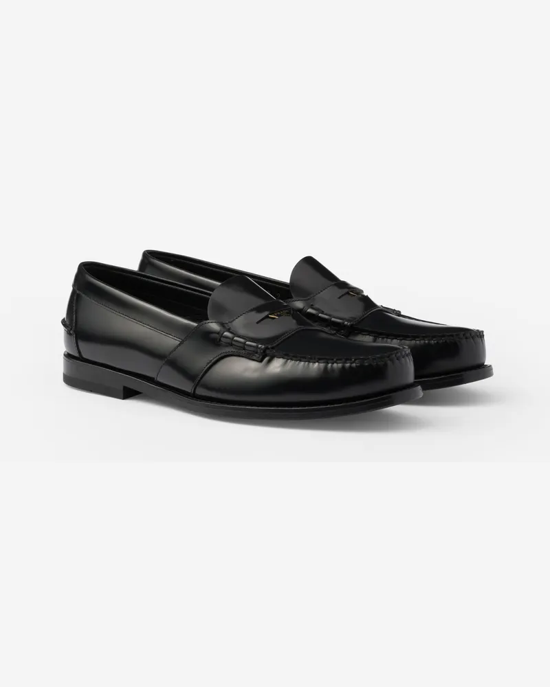 Prada Loafer aus gebürstetem Leder Schwarz