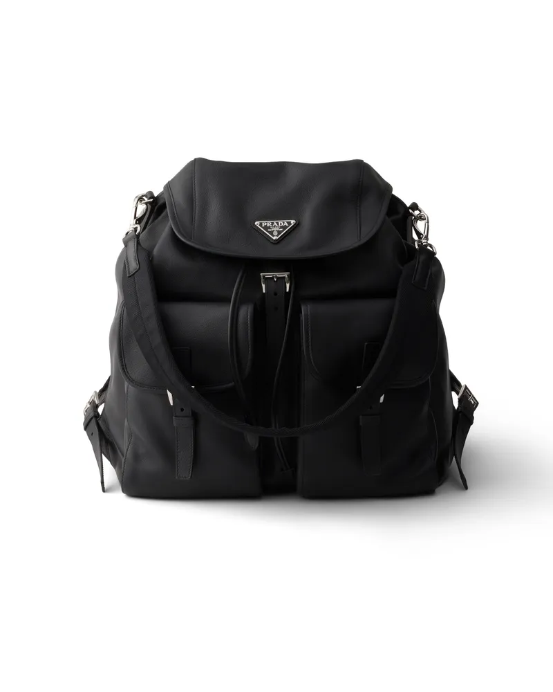 Prada Rucksack Aus Leder, Herren, Schwarz Schwarz