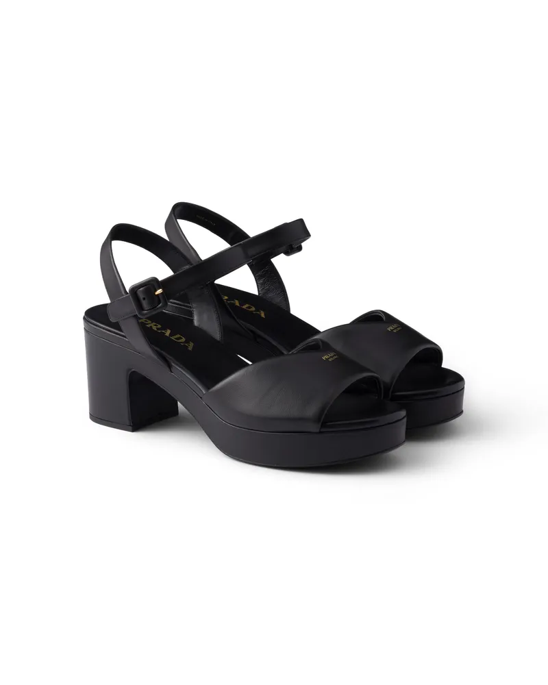 Prada Sandalen Aus Gepolstertem Nappa-leder, Damen, Schwarz, Größe Schwarz