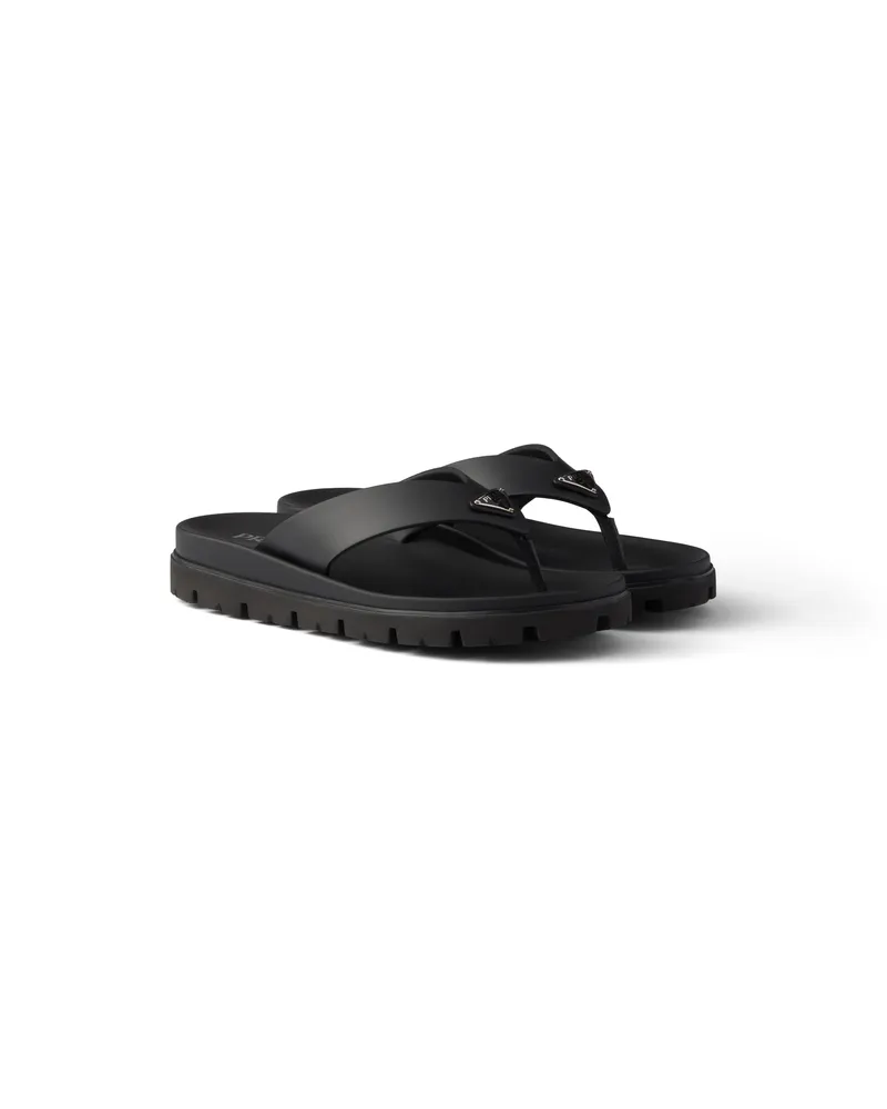 Prada Zehensteg-sandalen Aus Gummi, Herren, Schwarz, Größe 9 Schwarz