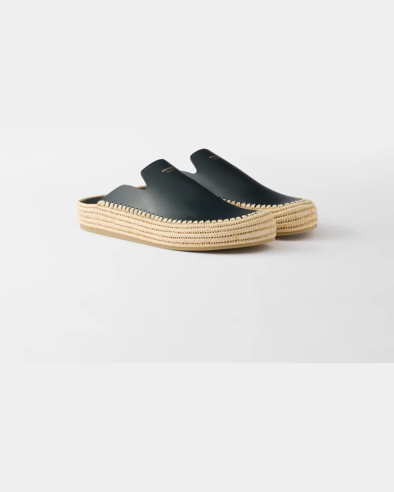 Prada Mules aus Leder Blau