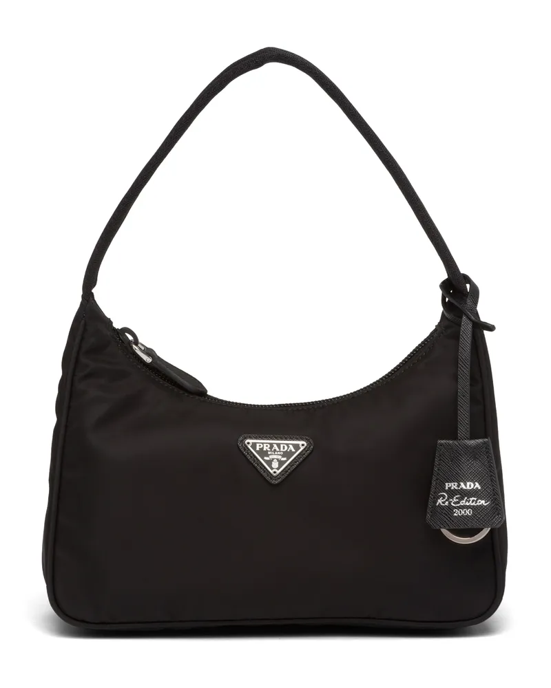 Prada Re-edition 2000 Mini Bag Aus Re-nylon, Damen, Schwarz Schwarz
