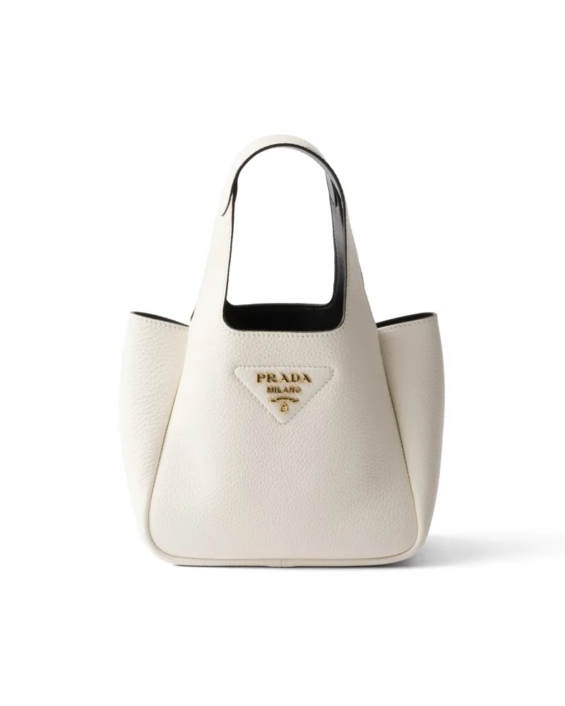 Prada Mini-handtasche Aus Leder, Damen, Weiß/schwarz Weiß