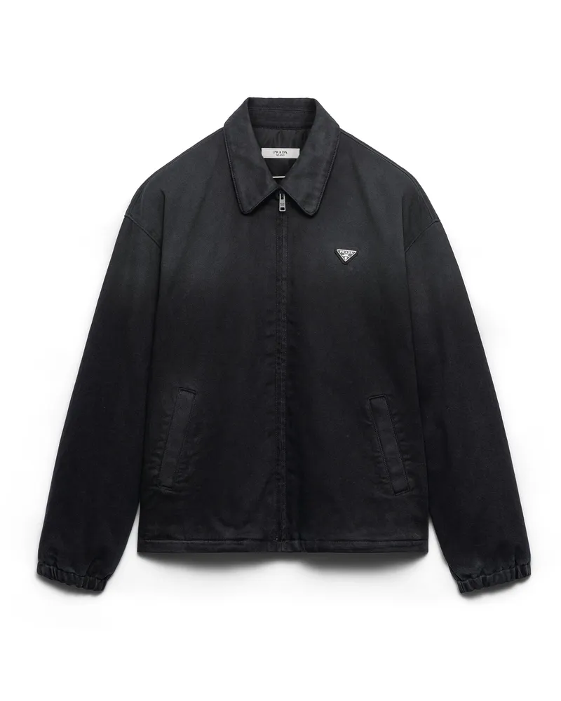Prada Black Denim Blouson Jacket, Damen, Schwarz, Größe Schwarz