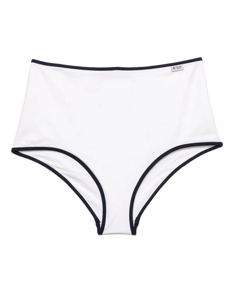 Prada Jersey-bikini-slip, Damen, Weiss/blau, Größe Weiss