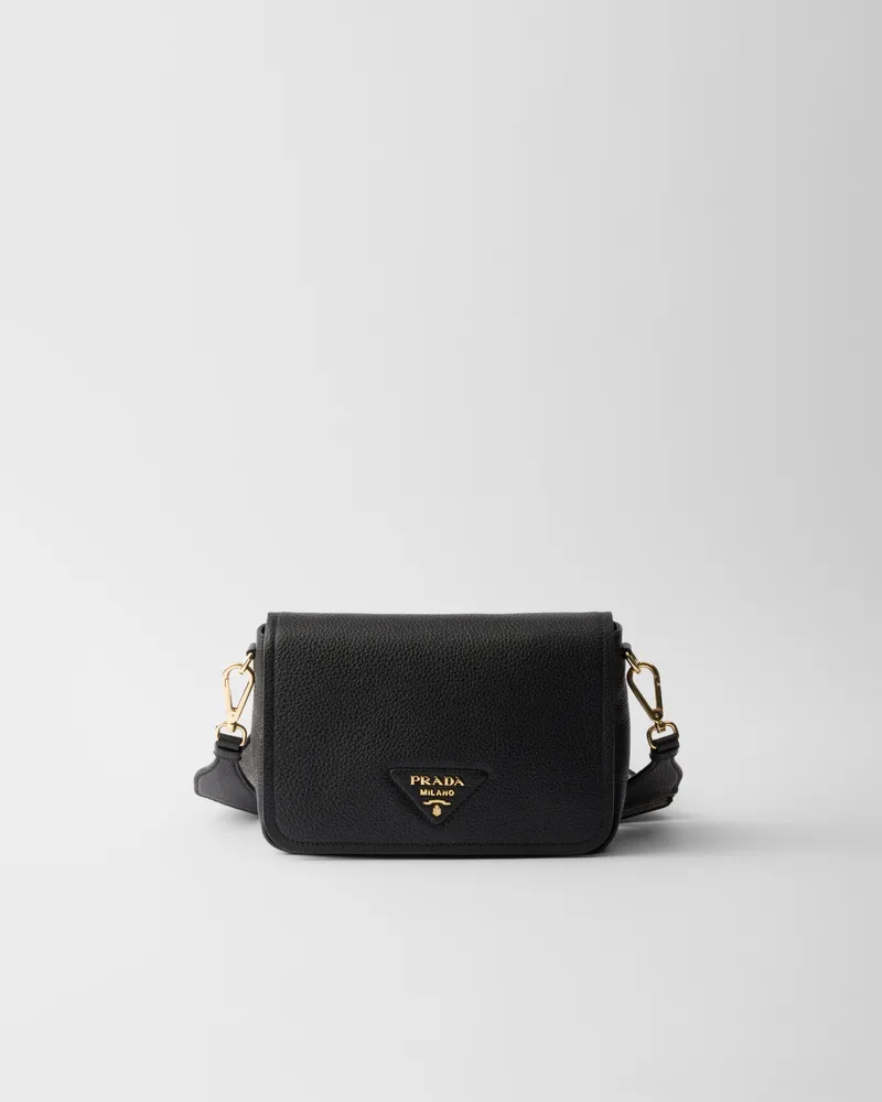 Prada Schultertasche aus Leder Schwarz