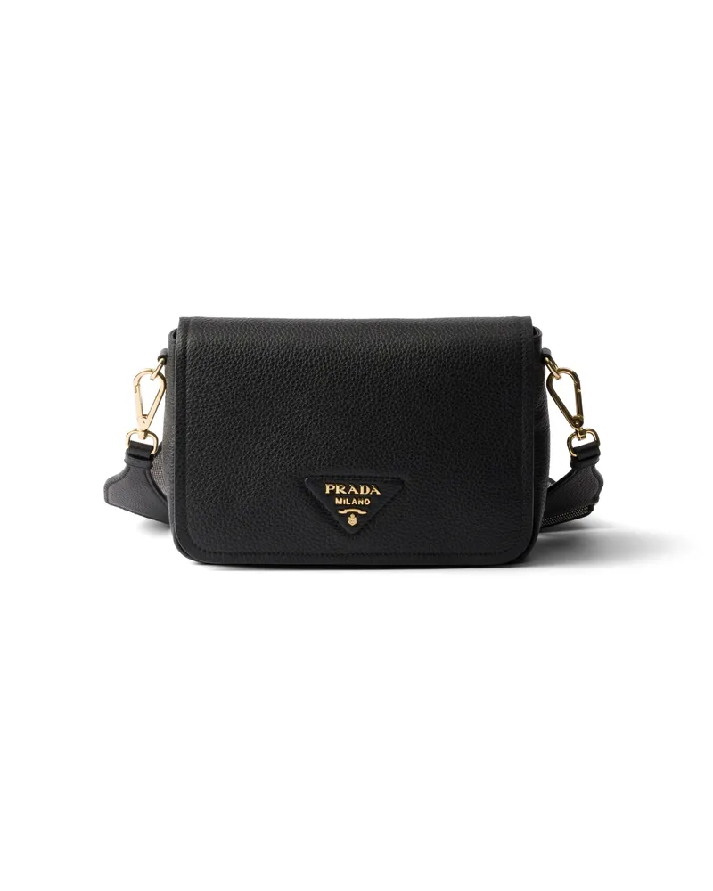 Prada Schultertasche Aus Leder, Damen, Schwarz Schwarz