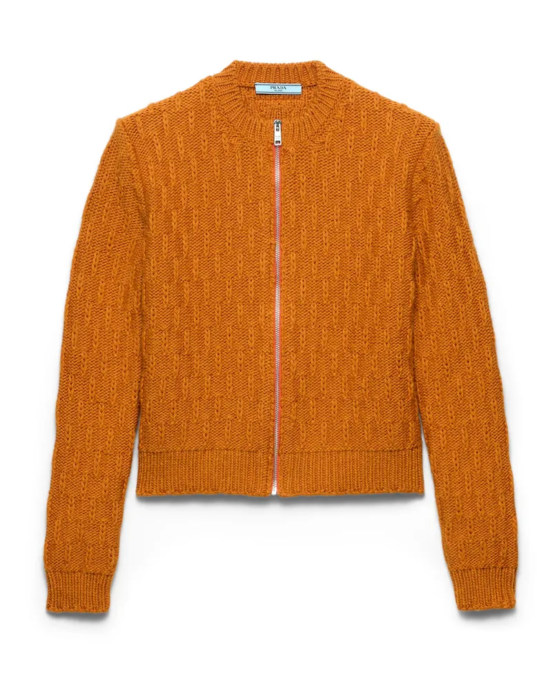 Prada Strickjacke Aus Wolle Und Alpaka, Damen, Orange, Größe Orange