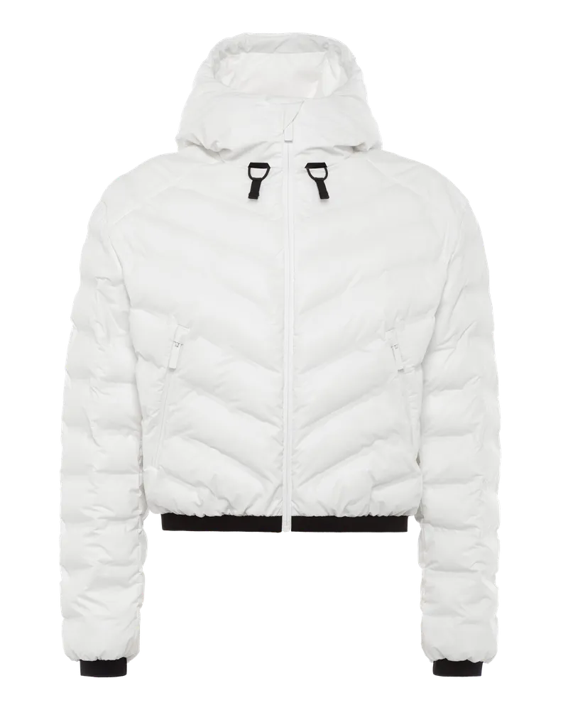 Prada Steppjacke mit Kapuze aus Light Re-Nylon Weiss