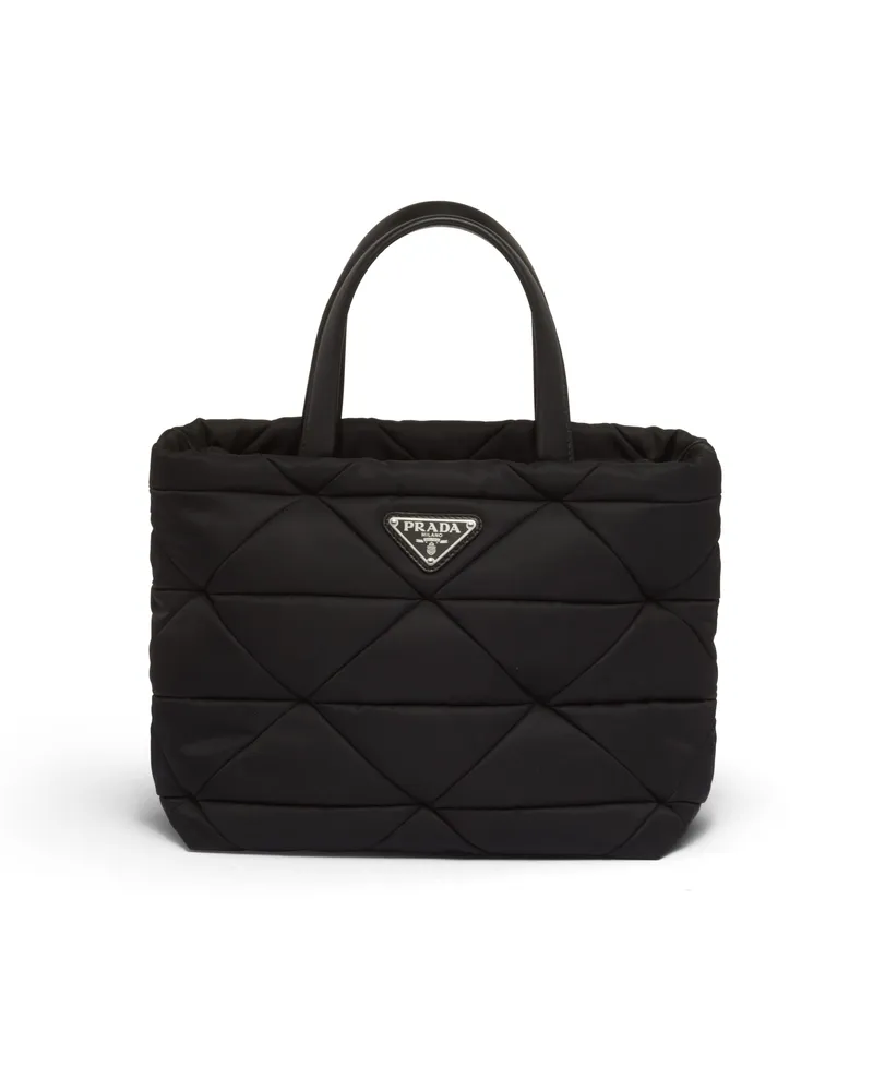 Prada Tote Bag Aus Gepolstertem Re-nylon, Damen, Schwarz Schwarz