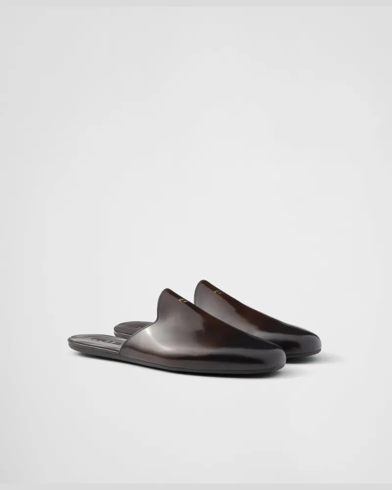 Prada Slipper aus gebürstetem Leder Sienna